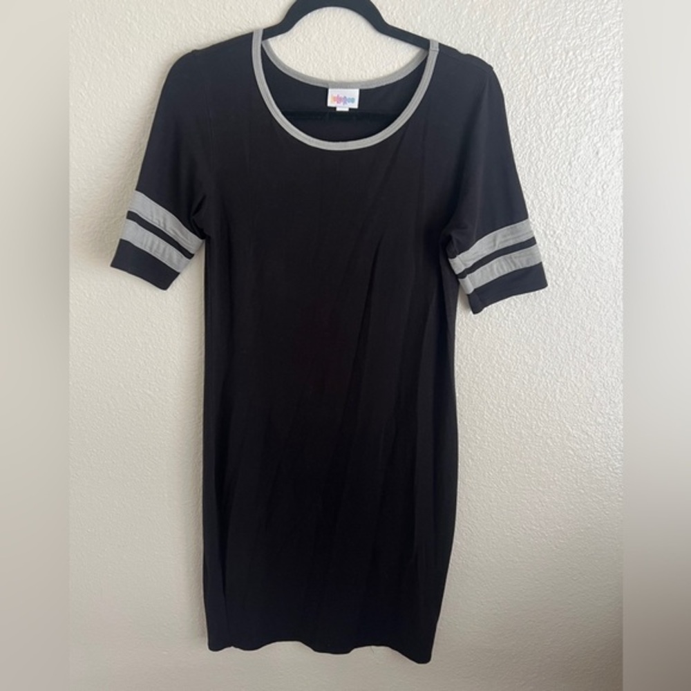 LuLaRoe Black Midi Dress with Gray Trim Large